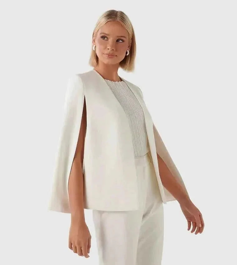 Women's Cape Blazer Jacket with Open Front and Split Sleeves