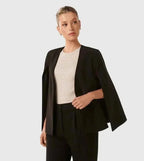 Women's Cape Blazer Jacket with Open Front and Split Sleeves