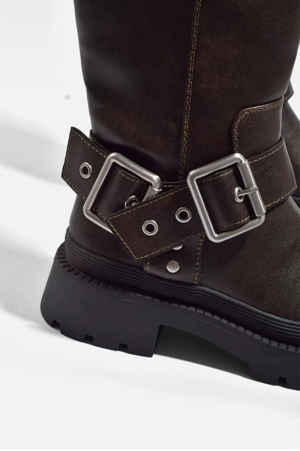 Women's Chunky Buckle Knee High Boots