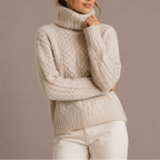 Women's Chunky Cable Knit Turtleneck Jumper