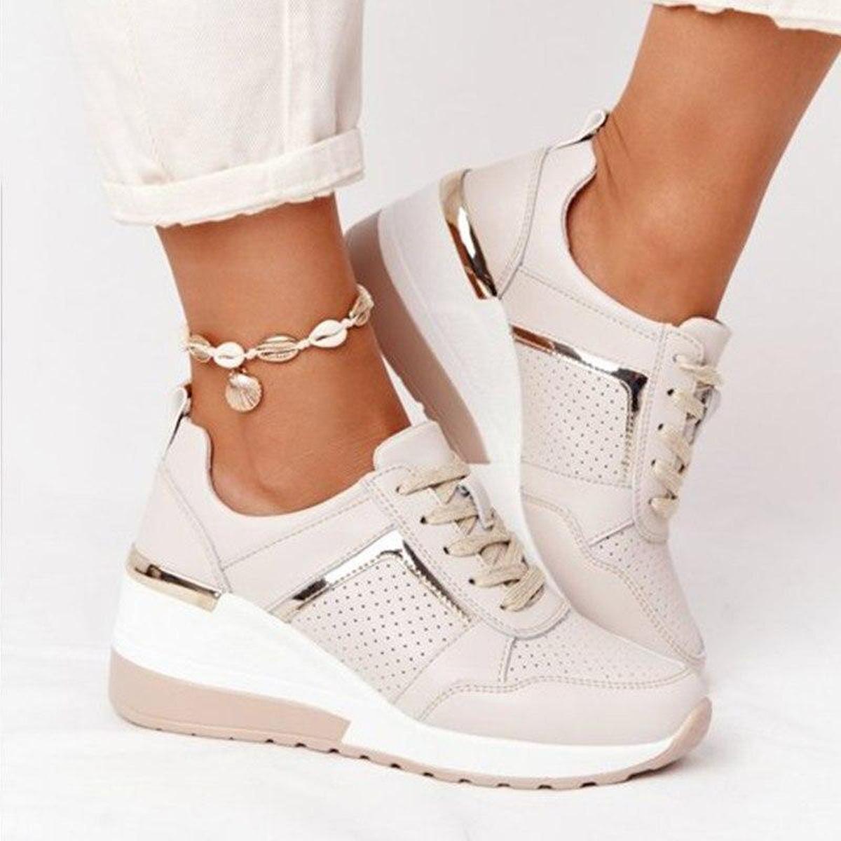 Women's Chunky Lace-Up Wedge Trainers