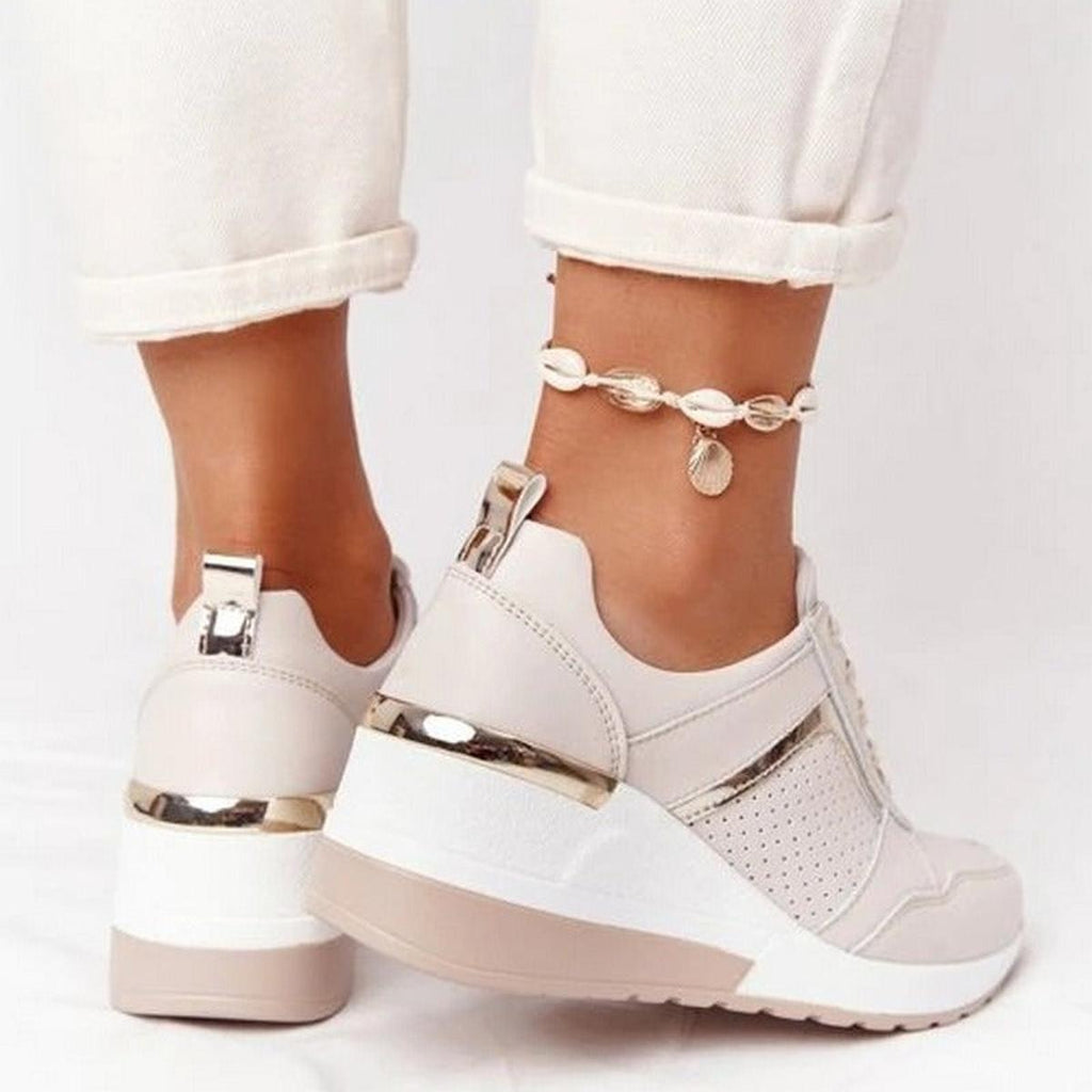 Women's Chunky Lace-Up Wedge Trainers