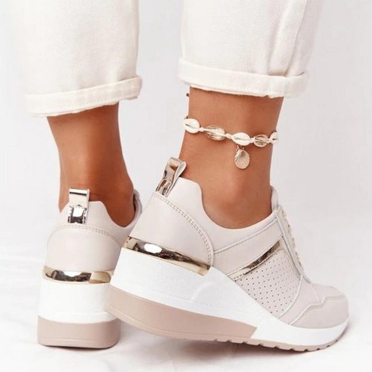 Women's Chunky Lace-Up Wedge Trainers