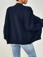 Women's Chunky Ribbed Knit Cardigan with V-Neck