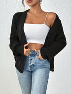 Women's Chunky Ribbed Knit Cardigan with V-Neck