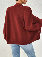 Women's Chunky Ribbed Knit Cardigan with V-Neck