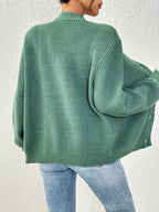 Women's Chunky Ribbed Knit Cardigan with V-Neck