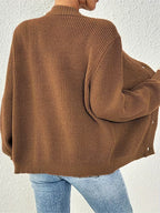 Women's Chunky Ribbed Knit Cardigan with V-Neck
