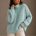 Women's Chunky Turtleneck Knit Jumper with Ribbed Trim