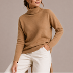 Women's Soft Knit Turtleneck Jumper with Relaxed Fit