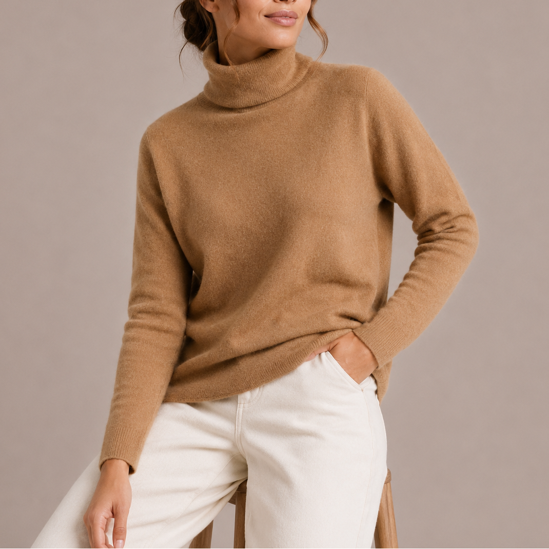 Women's Soft Knit Turtleneck Jumper with Relaxed Fit