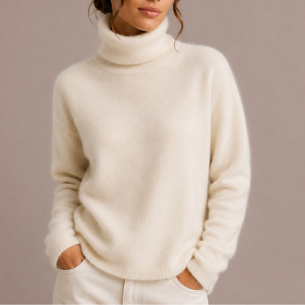 Women's Soft Knit Turtleneck Jumper with Relaxed Fit