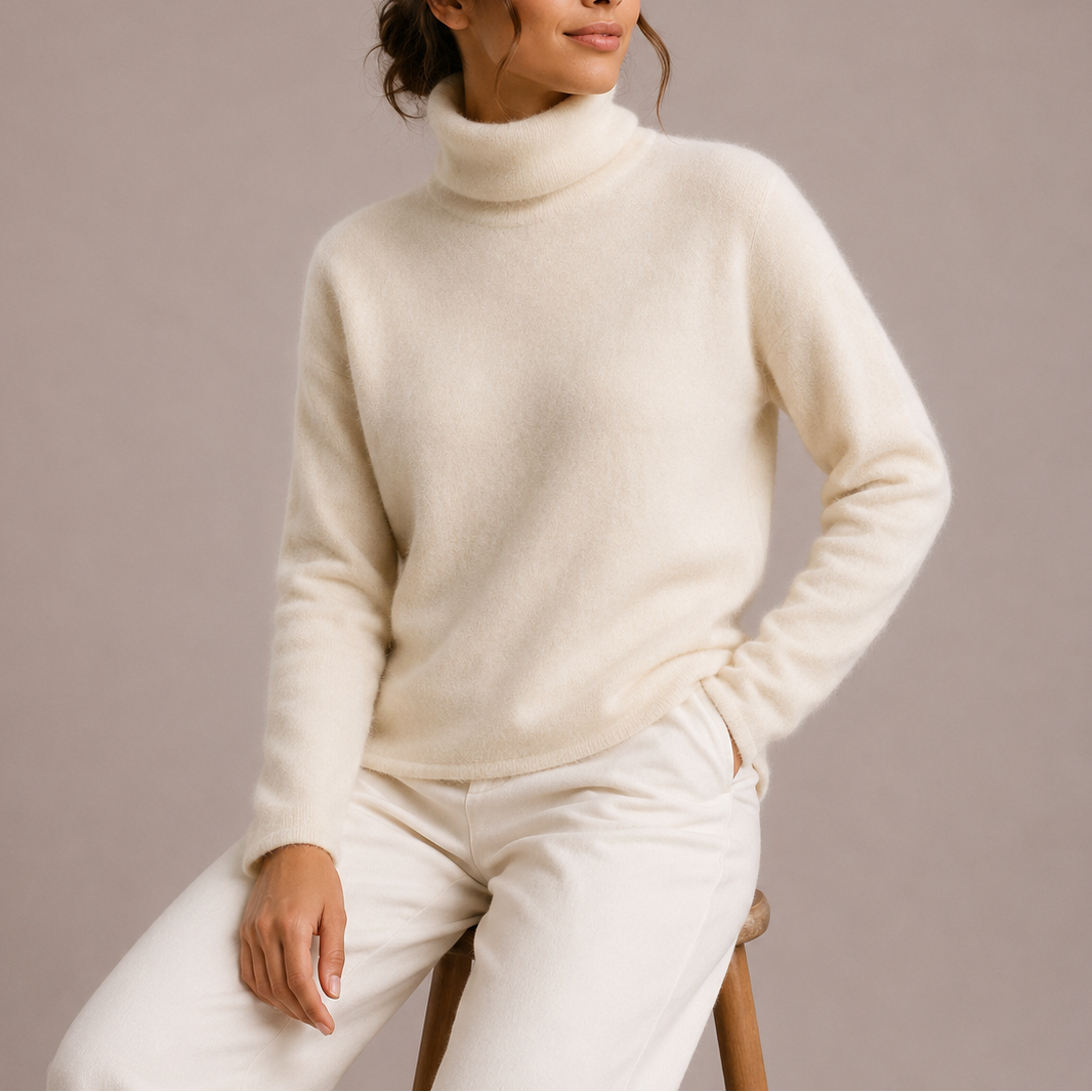 Women's Soft Knit Turtleneck Jumper with Relaxed Fit