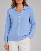 Women's Collared Button Up Ribbed Knit Cardigan