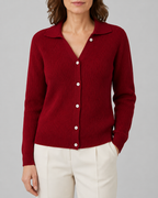 Women's Collared Button Up Ribbed Knit Cardigan