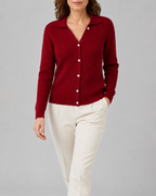 Women's Collared Button Up Ribbed Knit Cardigan