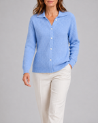 Women's Collared Button Up Ribbed Knit Cardigan