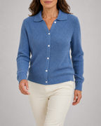 Women's Collared Button Up Ribbed Knit Cardigan