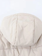 Women's Cropped Quilted Puffer Jacket with Hood and Zip Front