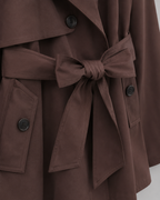 Women's Cropped Trench Coat | Tie Waist Double Breasted Notch Lapel Jacket