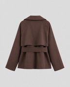 Women's Cropped Trench Coat | Tie Waist Double Breasted Notch Lapel Jacket