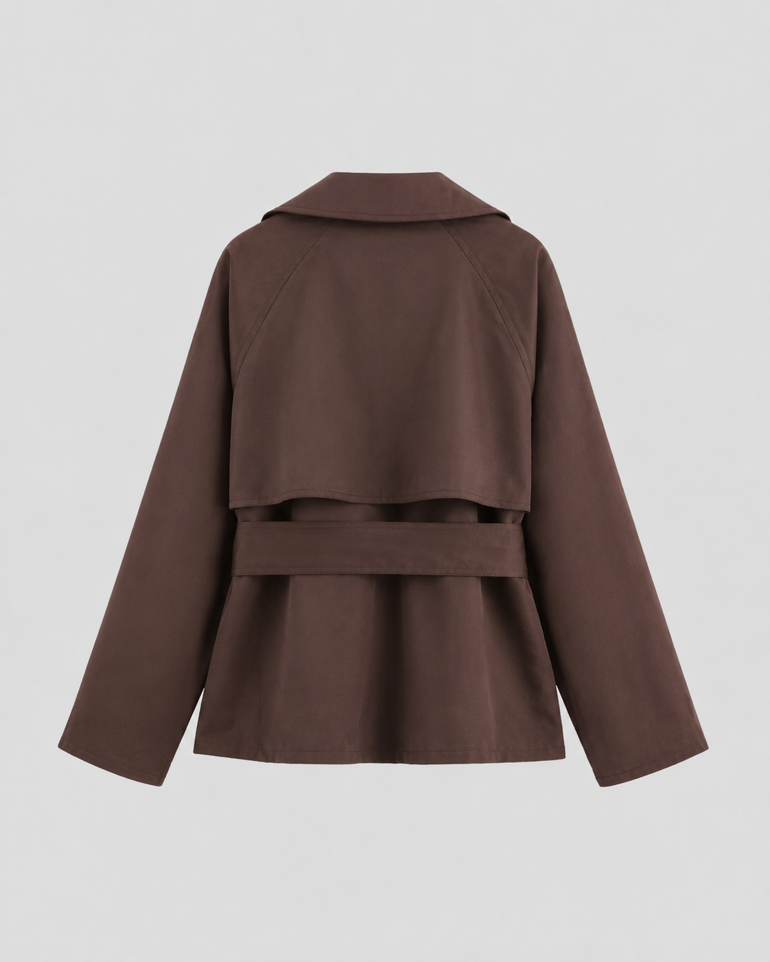 Women's Cropped Trench Coat | Tie Waist Double Breasted Notch Lapel Jacket