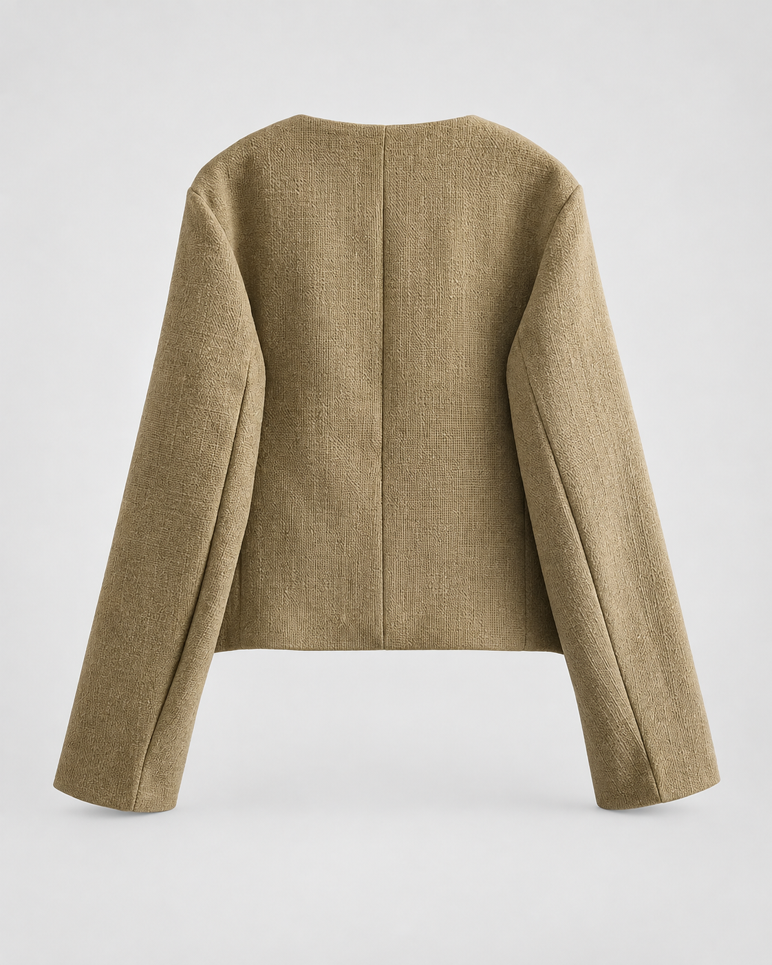 Women's Cropped Tweed Jacket with Round Neck and Gold Buttons
