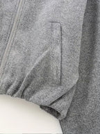 Women's Cropped Wool Blend Jacket with Zip Front and Pockets