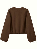 Women's Cropped Wool Blend Jacket with Zip Front and Pockets