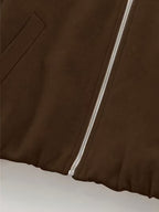 Women's Cropped Wool Blend Jacket with Zip Front and Pockets