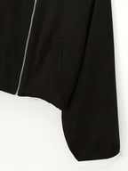 Women's Cropped Wool Blend Jacket with Zip Front and Pockets