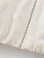 Women's Cropped Wool Blend Jacket with Zip Front and Pockets