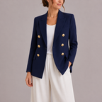Women's Double Breasted Blazer | Gold Button Tailored Jacket