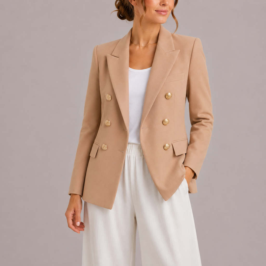 Women's Double Breasted Blazer | Gold Button Tailored Jacket
