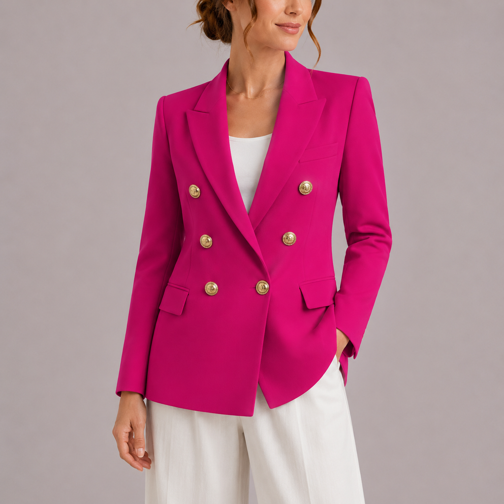 Women's Double Breasted Blazer | Gold Button Tailored Jacket