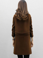 Women's Double Breasted Longline Coat with Notch Lapels