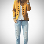 Women's Double Breasted Military Jacket with Stand Collar