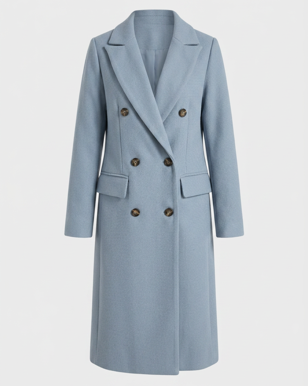 Women's Double Breasted Longline Trench Coat | Notch Lapel