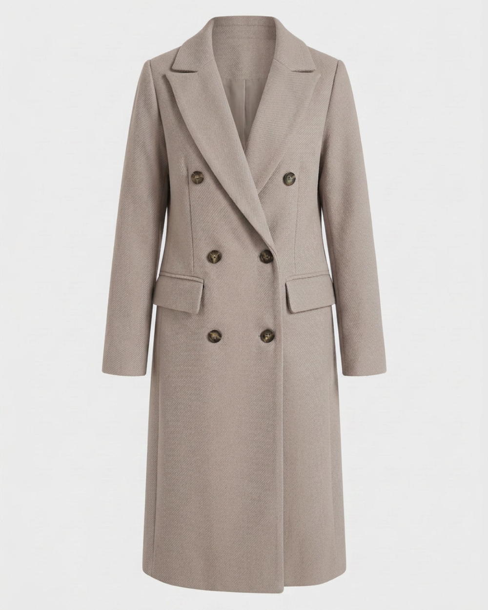 Women's Double Breasted Longline Trench Coat | Notch Lapel