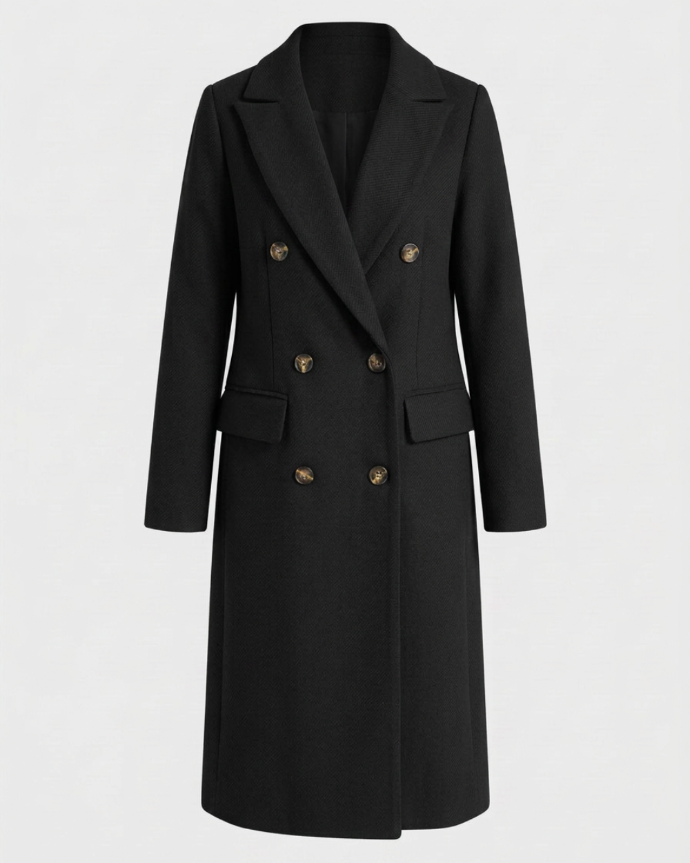 Women's Double Breasted Longline Trench Coat | Notch Lapel