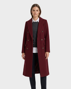 Women's Double Breasted Longline Trench Coat | Notch Lapel