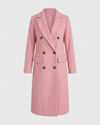 Women's Double Breasted Longline Trench Coat | Notch Lapel