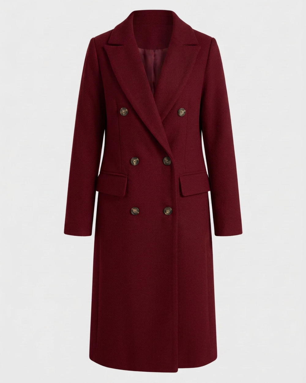 Women's Double Breasted Longline Trench Coat | Notch Lapel