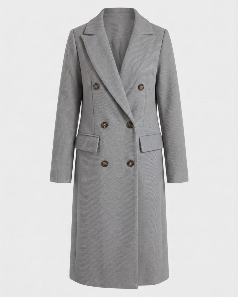 Women's Double Breasted Longline Trench Coat | Notch Lapel
