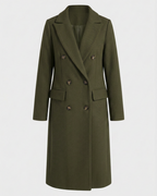 Women's Double Breasted Longline Trench Coat | Notch Lapel