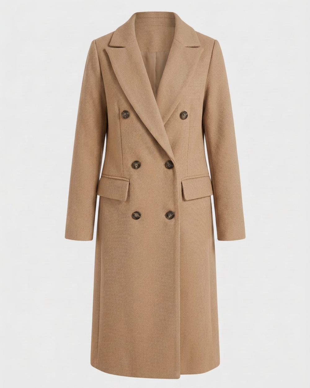 Women's Double Breasted Longline Trench Coat | Notch Lapel