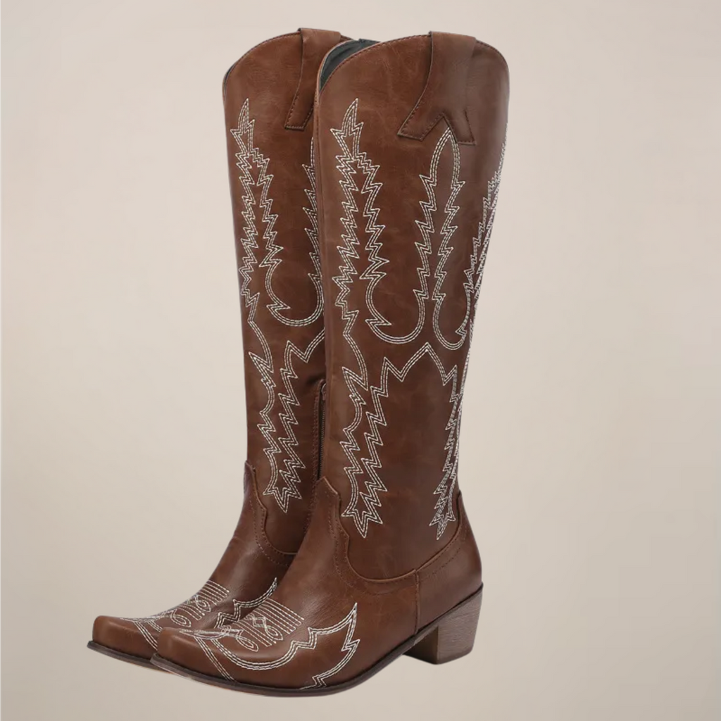 Women's Embroidered Knee High Cowboy Boots