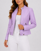 Women's Faux Leather Biker Jacket | Classic Zip Pocket Moto Style