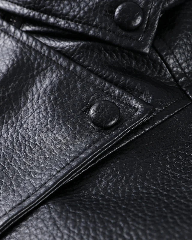 Women's Oversized Faux Leather Jacket | Stand Collar Zip Up Biker Coat
