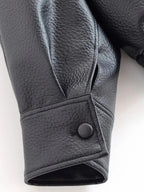 Women's Black Oversized Leather Style Jacket with High Collar